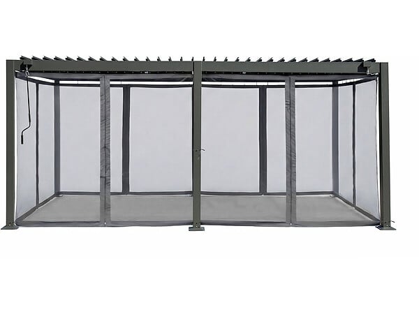 HABITAT ET JARDIN - Rideau pour pergola bioclimatique "Kensington" - 3 x 5 m - Gris - large