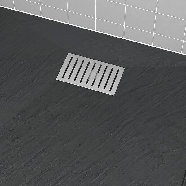 AURLANE - Grille rainurée en inox pour receveur - 20.15x12.3x0.55cm - ROCK 2 GRID LINE - large