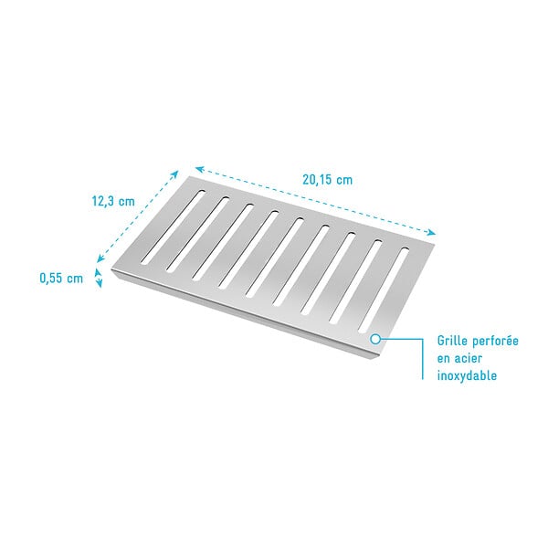 AURLANE - Grille rainurée en inox pour receveur - 20.15x12.3x0.55cm - ROCK 2 GRID LINE - large