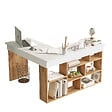HABITAT ET JARDIN - Bureau en bois "CT5" - 129 x 120 x 72 cm - Pin atlantique Blanc - vignette