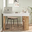 HABITAT ET JARDIN - Bureau en bois "CT5" - 129 x 120 x 72 cm - Pin atlantique Blanc - vignette