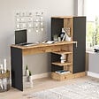 HABITAT ET JARDIN - Bureau en bois "CT2" - 152 x 40 x 120 cm - Pin atlantique Noir - vignette