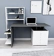 HABITAT ET JARDIN - Bureau en bois "Melis " - 146 x 60 x 128 cm - Blanc Anthracite - vignette