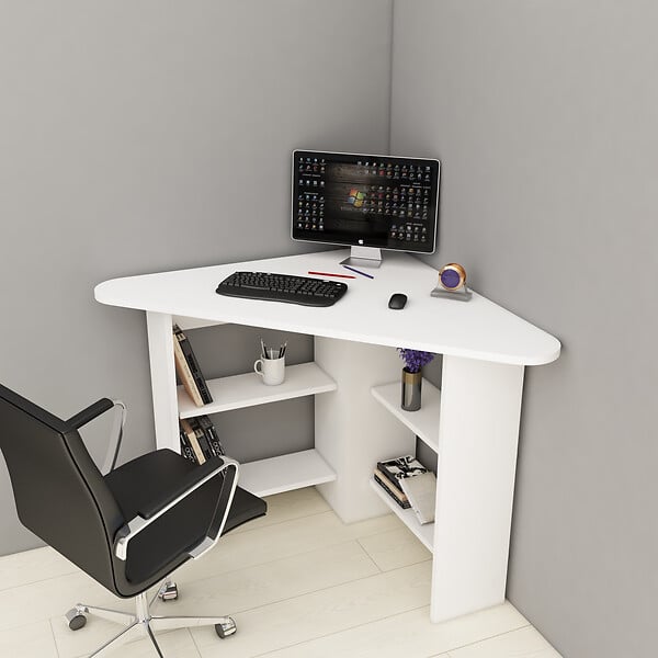 HABITAT ET JARDIN - Bureau en bois "Corner " - 80 x 80 x 73 cm - Blanc - large