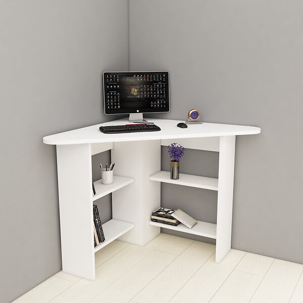 HABITAT ET JARDIN - Bureau en bois "Corner " - 80 x 80 x 73 cm - Blanc - large