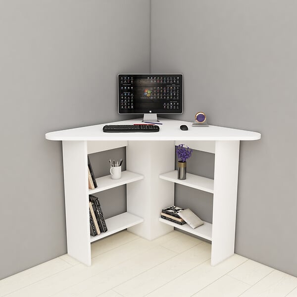 HABITAT ET JARDIN - Bureau en bois "Corner " - 80 x 80 x 73 cm - Blanc - large