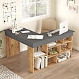 HABITAT ET JARDIN - Bureau en bois "CT5" - 129 x 120 x 72 cm - Pin atlantique Anthracite - vignette
