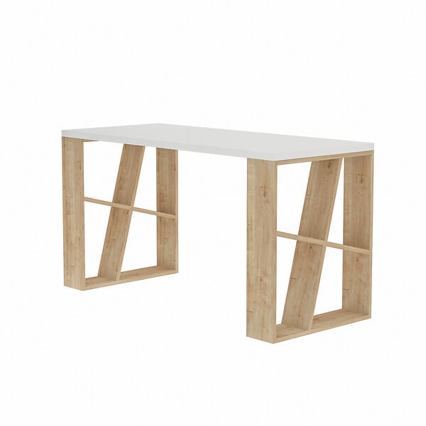 HABITAT ET JARDIN - Bureau en bois "Honey" - 140 x 60 x 75 cm - Chêne blanc - large