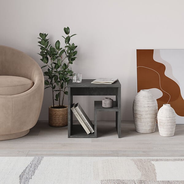 HABITAT ET JARDIN - table d'appoint en bois "Bon" 40 x 35 x 40 cm - Gris rétro - large