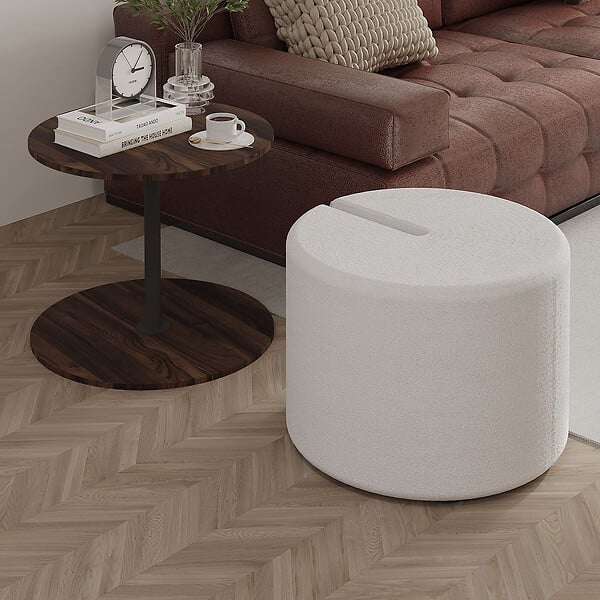 HABITAT ET JARDIN - Table d'appoint avec pouf en bois "Vexana" - 43 x 43 x 47 cm - Marron - large