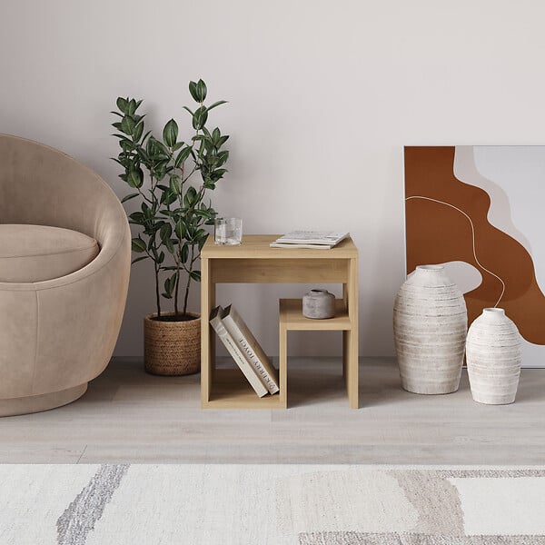 HABITAT ET JARDIN - table d'appoint en bois "Bon" 40 x 35 x 40 cm - Chêne saphir - large