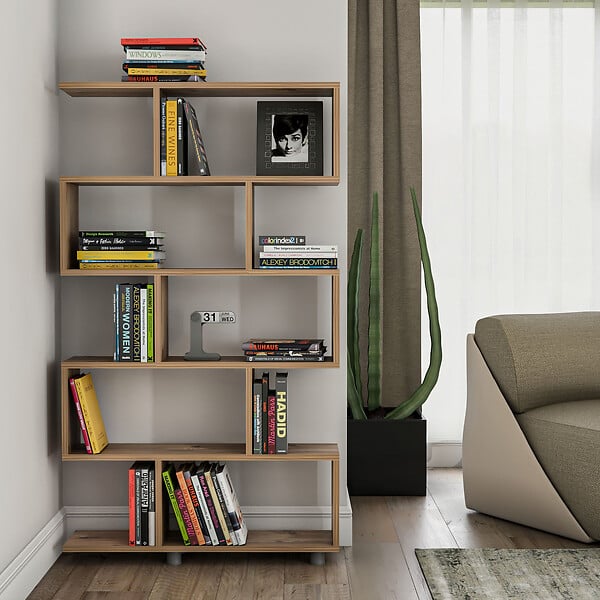 HABITAT ET JARDIN - Bibliothèque en bois "Elif" - 90 x 20 x 156 cm - Marron clair - large