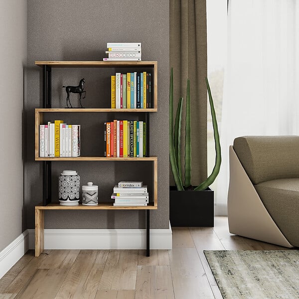 HABITAT ET JARDIN - Bibliothèque en bois "Ceylan" - 80 x 22 x 128 cm - Marron - large