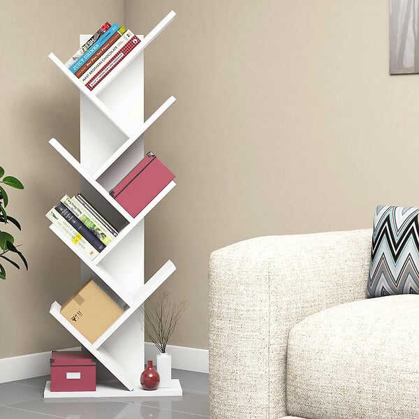 HABITAT ET JARDIN - Bibliothèque en bois "Hitit" - 46 x 22 x 128 cm - Blanc - large