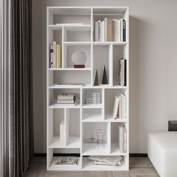 HABITAT ET JARDIN - Bibliothèque en bois "Nicola" - 90 x 30 x 180 cm - Blanc - large