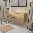 AURLANE - Meuble de Salle de Bains 120 cm à Tiroirs avec Plan Finition Chêne Naturel - TIMBER - vignette