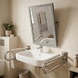 BEMETA - Miroir mural PMR 40 x 60 cm en acier inoxydable, pose portrait ou paysage Bemeta HELP (301401031) - vignette