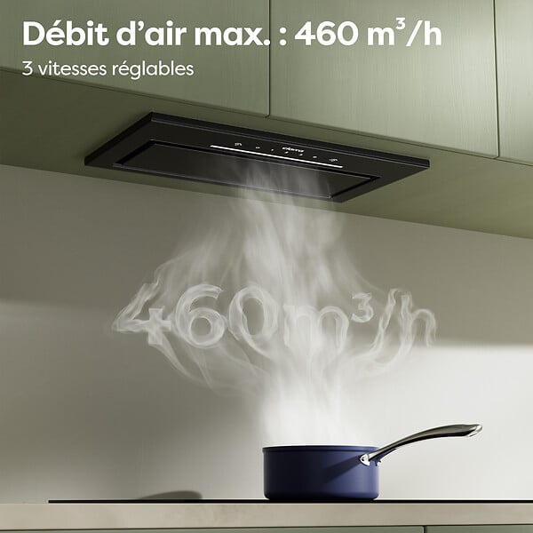 CIARRA - CIARRA hotte aspirante encastrable 52cm groupe filtrant 450m3/h 3 vitesses tactile et geste commande recyclage ou évacuation CD5931AB - large