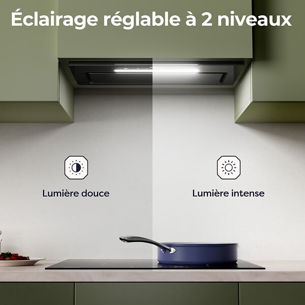 CIARRA - CIARRA hotte aspirante encastrable 52cm groupe filtrant 450m3/h 3 vitesses tactile et geste commande recyclage ou évacuation CD5931AB - large