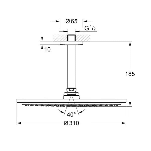 GROHE - Ensemble de douche de tête et de bras plafonnier (26067GN0) - large