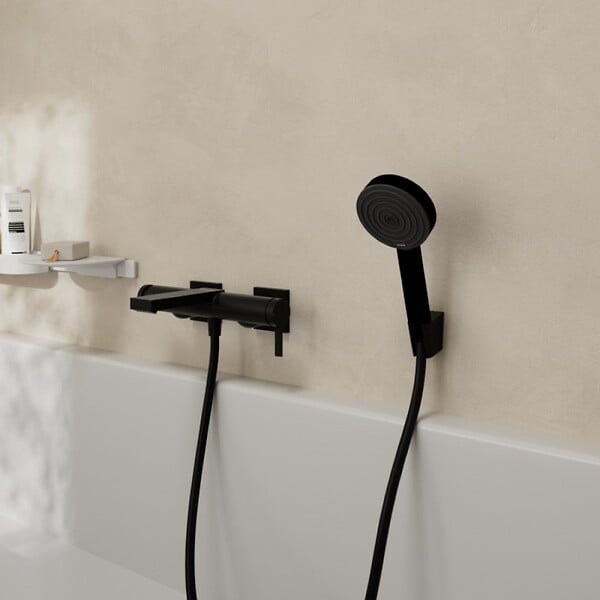 HANSGROHE - Pommeau de douche HANSGROHE Pulsify Select EcoSmart 105 3 jets Relaxation + flexible 125 cm HANSGROHE Isiflex noir mat - large