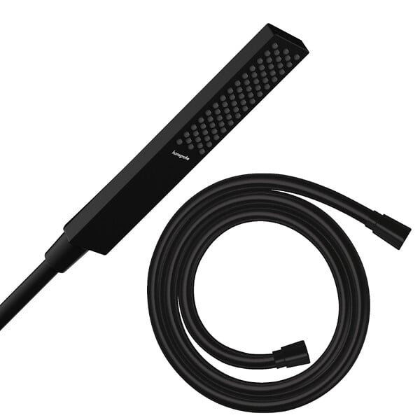 HANSGROHE - Pommeau de douche HANSGROHE Pulsify E 100 EcoSmart noir mat + flexible de douche 1,25 m HANSGROHE Isiflex noir mat - large