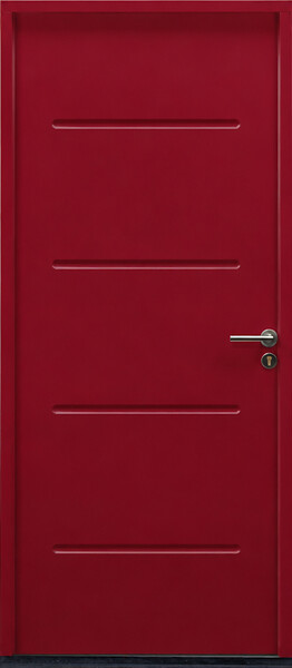 GD MENUISERIES - Porte d'entrée acier Pleine IZA rouge, H.215xl.90 p, gauche Cotes Tableau - large