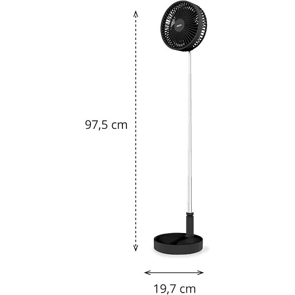 JOCCA - Ventilateur à Batterie Sans fil Silencieux USB NOIR  Pied Pliable & Télescopique Télécommande Autonomie 24h Jocca - large