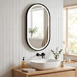 SWISS AQUA TECHNOLOGIES - Miroir LED ovale 40 x 80 cm avec cadre aluminium noir et capteur tactile SAT (SATZOVLED4080CE) - vignette