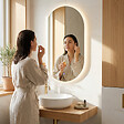 NATUREL - Miroir LED salle de bain ovale 60x120 cm 3 couleurs anti-buée avec capteur Project (ZPROV12060LED) - vignette