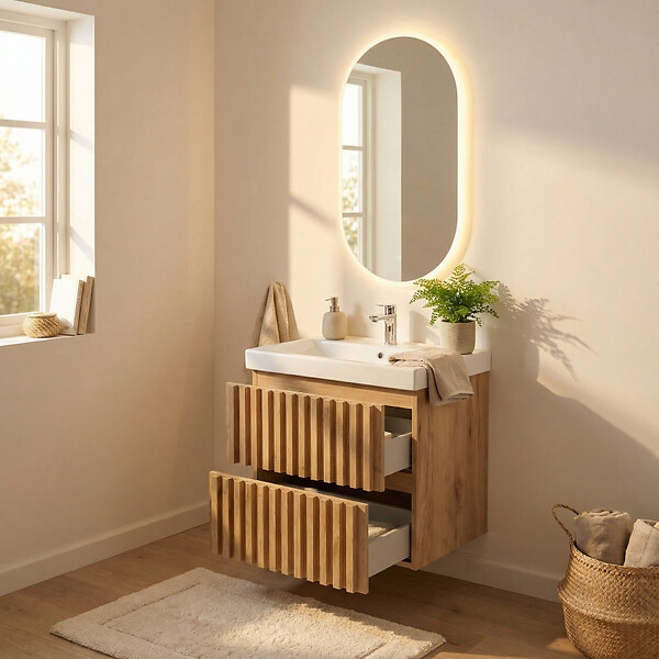 NATUREL - Miroir LED salle de bain ovale 60x120 cm 3 couleurs anti-buée avec capteur Project (ZPROV12060LED) - large