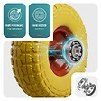 VOUNOT - Roue increvable 3.5-4 en PU pour brouette diable alesage 16mm 260x85mm Jaune - vignette
