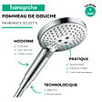 HANSGROHE - Pommeau de douche HANSGROHE Raindance Select S EcoSmart 120 3 jets chromé + flexible de douche 2 m HANSGROHE Isiflex chromé - vignette