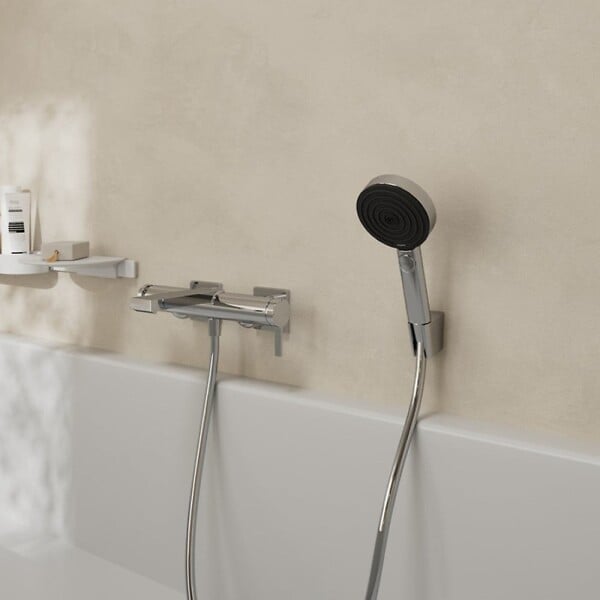 HANSGROHE - Pommeau de douche HANSGROHE Pulsify Select EcoSmart 105 3 jets relaxation chromé + flexible de douche 2 m HANSGROHE Isiflex chromé - large