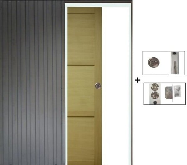 GD MENUISERIES - Porte Coulissante bois Ayous 3 Panneaux H204 x L93 cm, Galandage - large