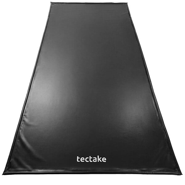 TECTAKE - Tapis de sol pour garage en plastique noir dimensions 6,1 x 2,6 m antidérapant imperméable avec raclette - large