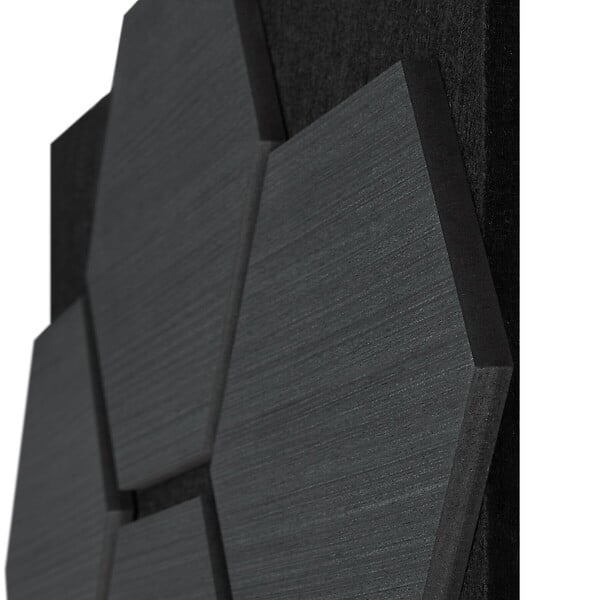 TECTAKE - Lot 4 panneaux acoustiques mdf en feutre nid abeilles absorption bois chêne noir 60x60 cm - large