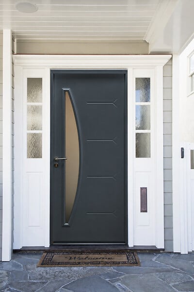 GD MENUISERIES - Porte d'entree acier Vitrée, LUNA gris anthracite RAL 7016, H215xL90 p, Droit Cotes Tableau - large