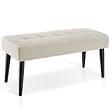 TECTAKE - banc rembourré motif matelassé scandinave en bouclé crème pieds acier 95x38x45cm confortable et élégant - vignette