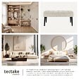 TECTAKE - banc rembourré motif matelassé scandinave en bouclé crème pieds acier 95x38x45cm confortable et élégant - vignette