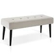 TECTAKE - banc rembourré motif matelassé en velours taupe pieds acier stable 95x38x45 cm - vignette