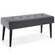 TECTAKE - banc rembourré en velours gris motif matelassé 95x38x45 cm charge 220 kg robustesse confort assise - vignette