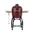 INTEC - Barbecue à charbon de bois Céramique Kamado Rouge 2 zones de cuisson Grill & Fumoir Ø56cm - Barbecue mobile + 2 tablettes INTEC - vignette