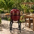INTEC - Barbecue à charbon de bois Céramique Kamado Rouge 2 zones de cuisson Grill & Fumoir Ø56cm - Barbecue mobile + 2 tablettes INTEC - vignette