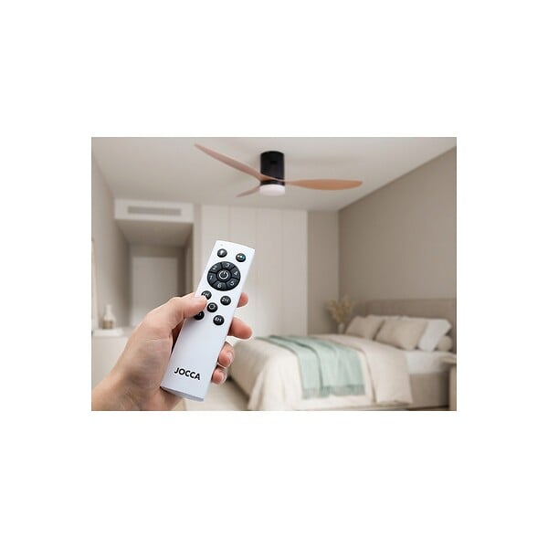 JOCCA - Ventilateur de Plafond lumière LED 40W Noir Silencieux 3Pales Effet bois 6Vitesses Télécommande Mode Été Hiver Minuterie Jocca - large