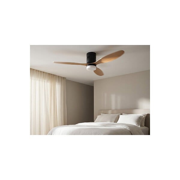 JOCCA - Ventilateur de Plafond lumière LED 40W Noir Silencieux 3Pales Effet bois 6Vitesses Télécommande Mode Été Hiver Minuterie Jocca - large