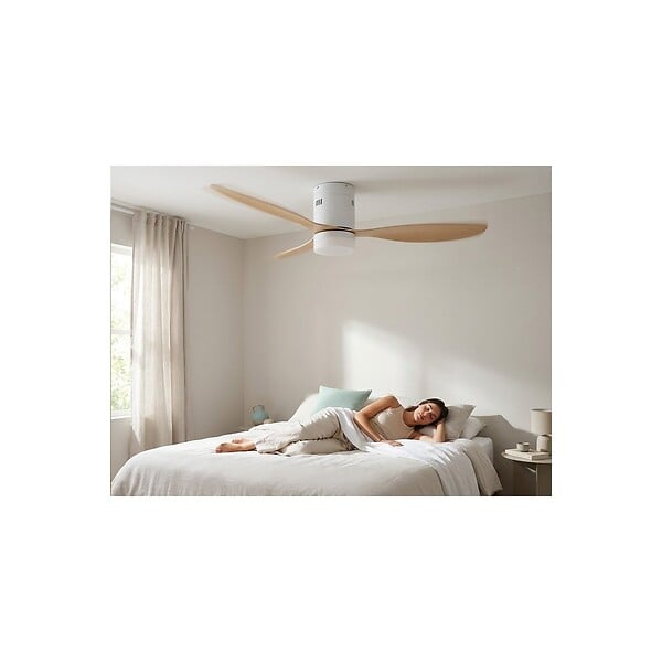 JOCCA - Ventilateur de Plafond lumière LED Blanc 40W Silencieux 3Pales Effet bois 6Vitesses Télécommande Mode Été Hiver Minuterie Jocca - large