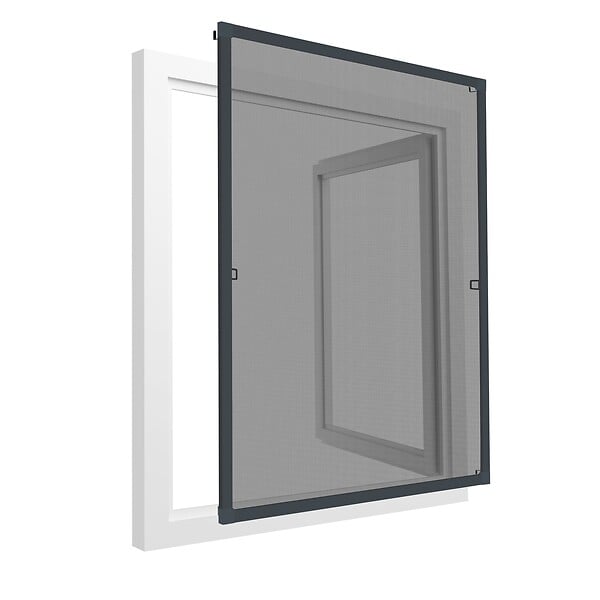 TECTAKE - Moustiquaire avec cadre en aluminium pour fenêtres gris anthracite - large