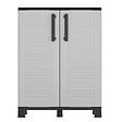 INTEC - Meuble de rangement 2 portes 2 Etagères Gris 68 x 37 x 90cm Armoire de rangement basse - vignette