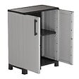 INTEC - Meuble de rangement 2 portes 2 Etagères Gris 68 x 37 x 90cm Armoire de rangement basse - vignette